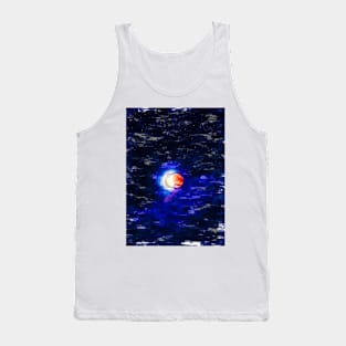 Bright Red Moon Night Abstract Sketch. For Moon Lovers. Tank Top